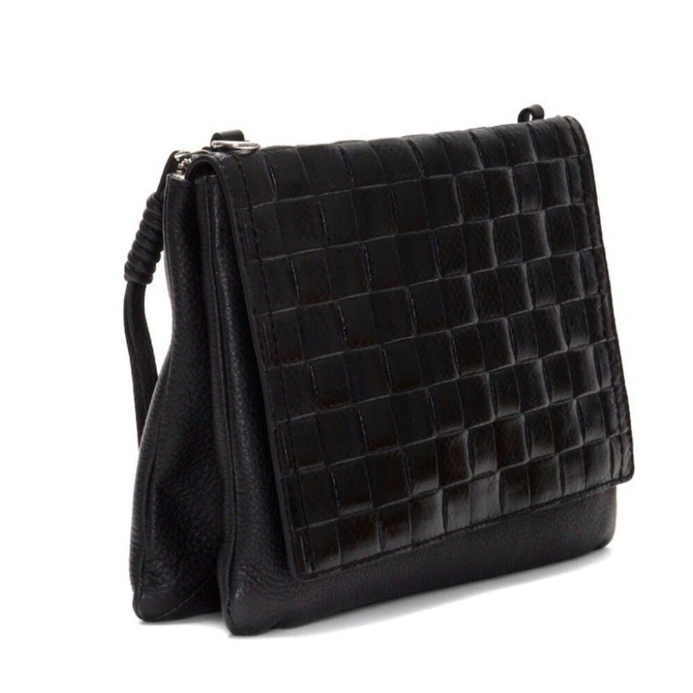 Vince Camuto Black Corah Medium Crossbody Purse Woven Leather Dustbag NEW $128